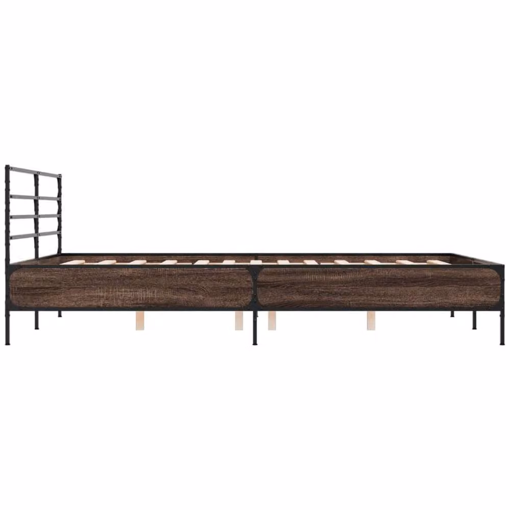 Berkfield Home Durable Bed Frame in Brown Oak, W/D/H: 120 x 200 x 74 cm – 3