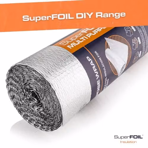 SuperFOIL Silver Foil Insulation Roll, 3-in-1 Thermal, Radiant and Vapour Barrier, W: 1 m, L: 7 m – 4