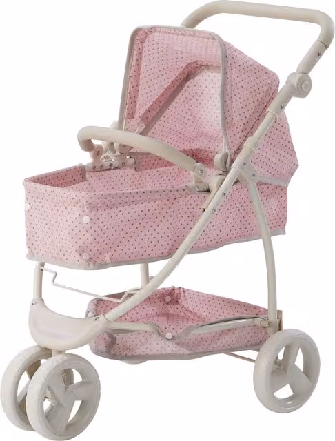 Olivia's Little World Polka Dots Princess 2-in-1 Convertible Baby Doll Stroller, Pink