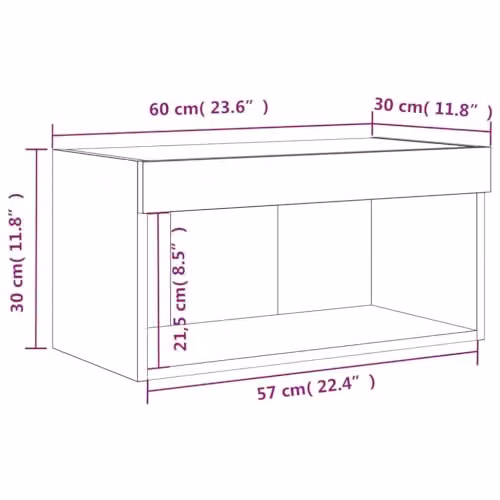 vidaXL Modern TV Cabinet with LED Lights in Grey, W/D/H: 60 x 30 x 30 cm – 3