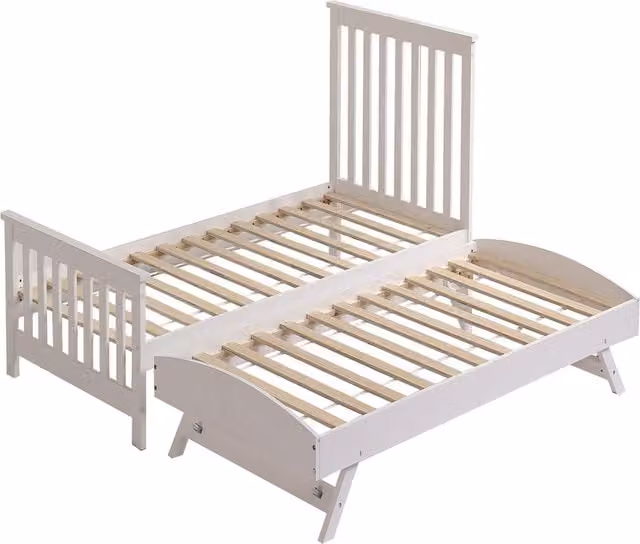 RELAXBy AMANI Oxford 3ft Single Bed with Trundle in White Solid Wood