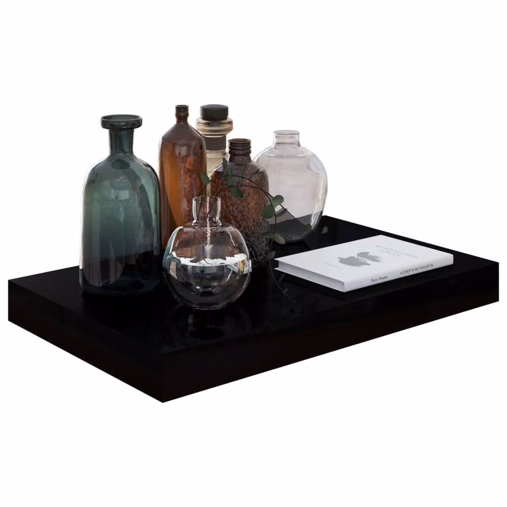 Berkfield Home Set of 4 Floating Wall Shelves in High Gloss Black, W/D/H: 40 x 23 x 4 cm – 3