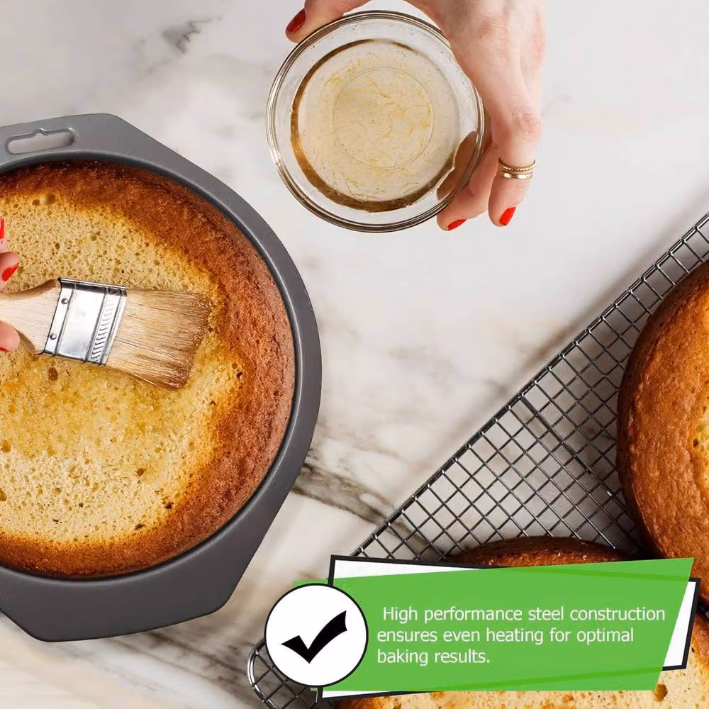 ebake Non-Stick Round Steel Cake Tin in Silver, Diameter: 20.32 cm – 5