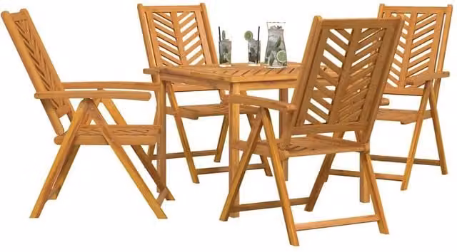 Berkfield Home 5 Piece Garden Dining Set in Brown Oiled Acacia Wood