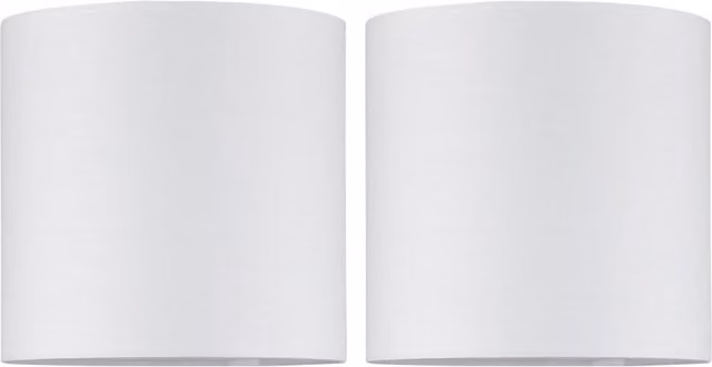 First Choice Lighting Set of 2 Beige and White Textured Fabric Cylinder Easy Fit Table Lamp Shades, Diameter: 17 cm