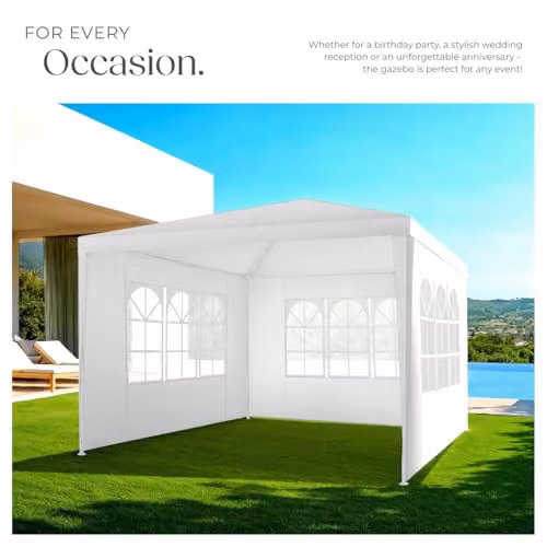 tectake Gazebo Barinas Garden Tent in White, W/D/H: 300 x 300 x 250 cm – 6