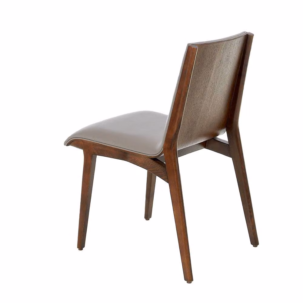 Angel Cerda Dark Mink Leatherette Dining Chair with Walnut Legs in Grey – 5