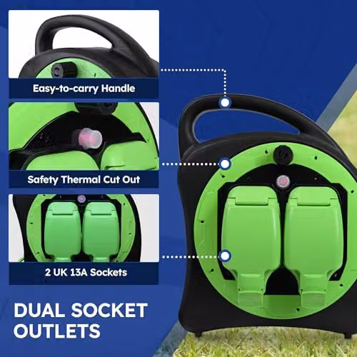 Desiretech 30m Weatherproof Outdoor Extension Lead, 2-Gang, 13A, Green – 7
