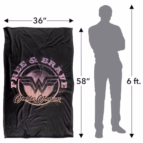Warner Bros. Wonder Woman Free & Brave Super Soft Fleece Throw Blanket, Multicolour, W: 91 cm, D: 147 cm – 4