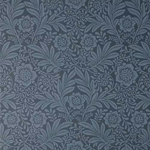 CROWN Camille Damask Navy Blue Non-Woven Washable Floral Abstract Wallpaper Roll