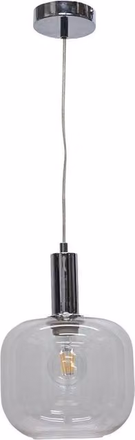 First Choice Lighting Bletch Art Deco Pendant Fitting with Transparent Glass and Chrome Finish