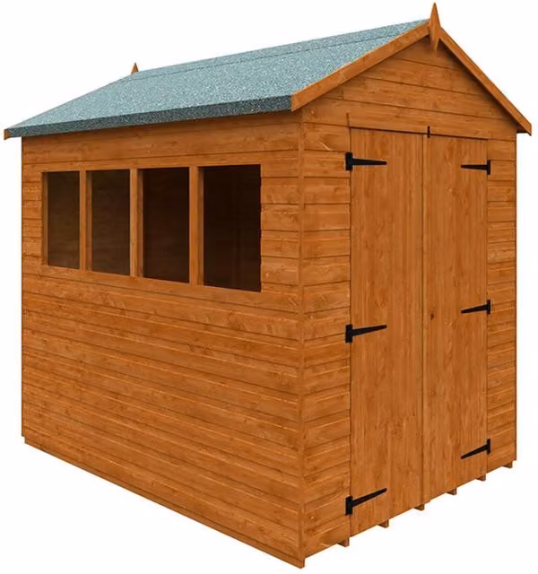 Buttercup Farm 12mm Wood Workshop Shed with Double Doors and Window in Orange and Grey, W: 175 cm, D: 235 cm, H: 240.5 cm – 1