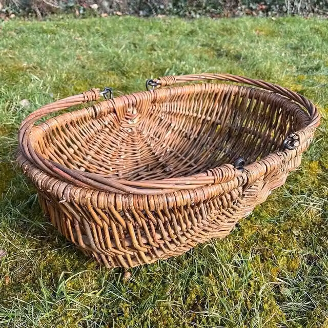 Havendro Natural Wooden Willow Wicker Garden Trug Basket with Foldable Handles
