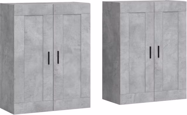 Berkfield Home Set of 2 Wall Mounted Cabinets in Concrete Grey Matt MDF