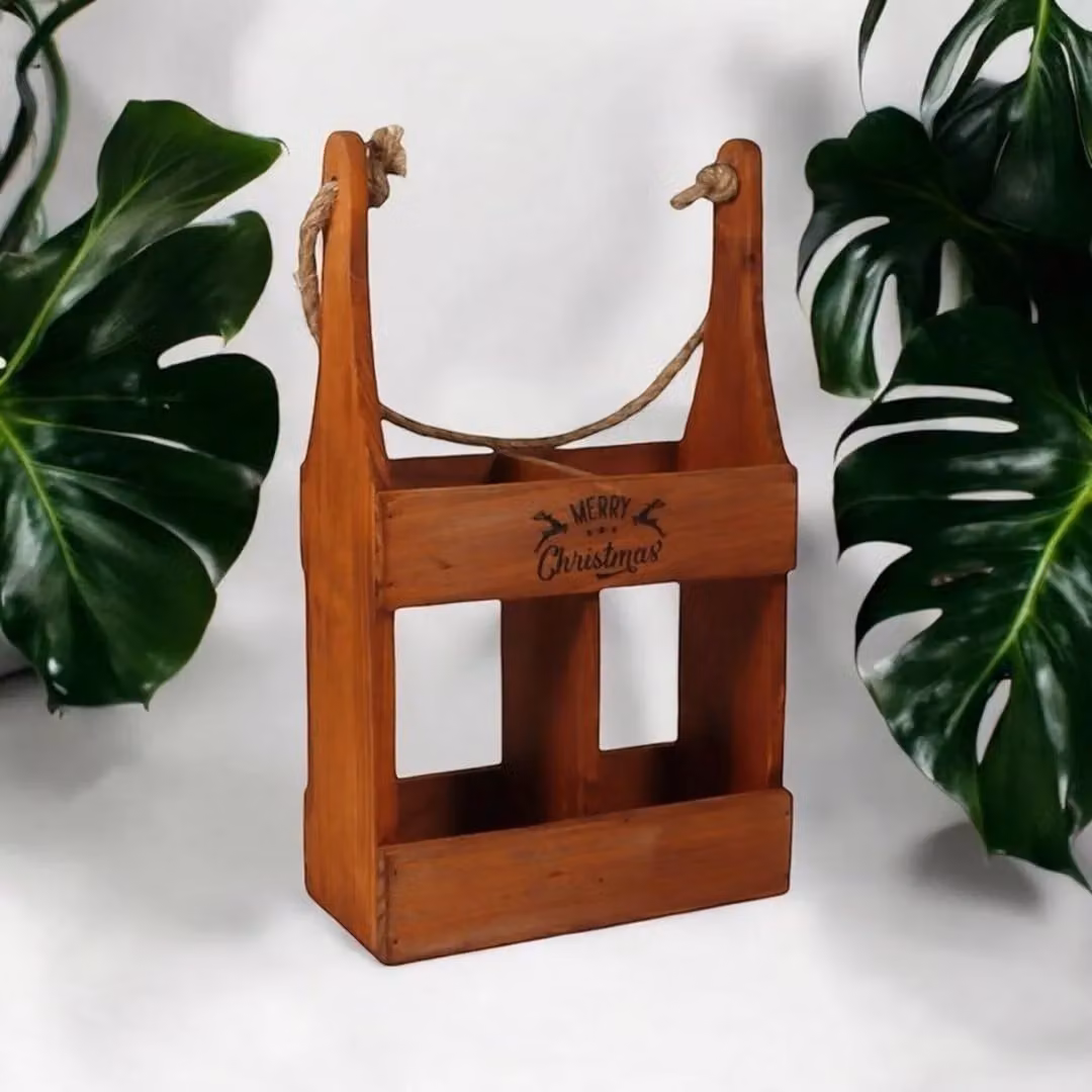 Minster 2 Bottle Wood Wine Holder in Brown, W/D/H: 21 x 10 x 39 cm – 2