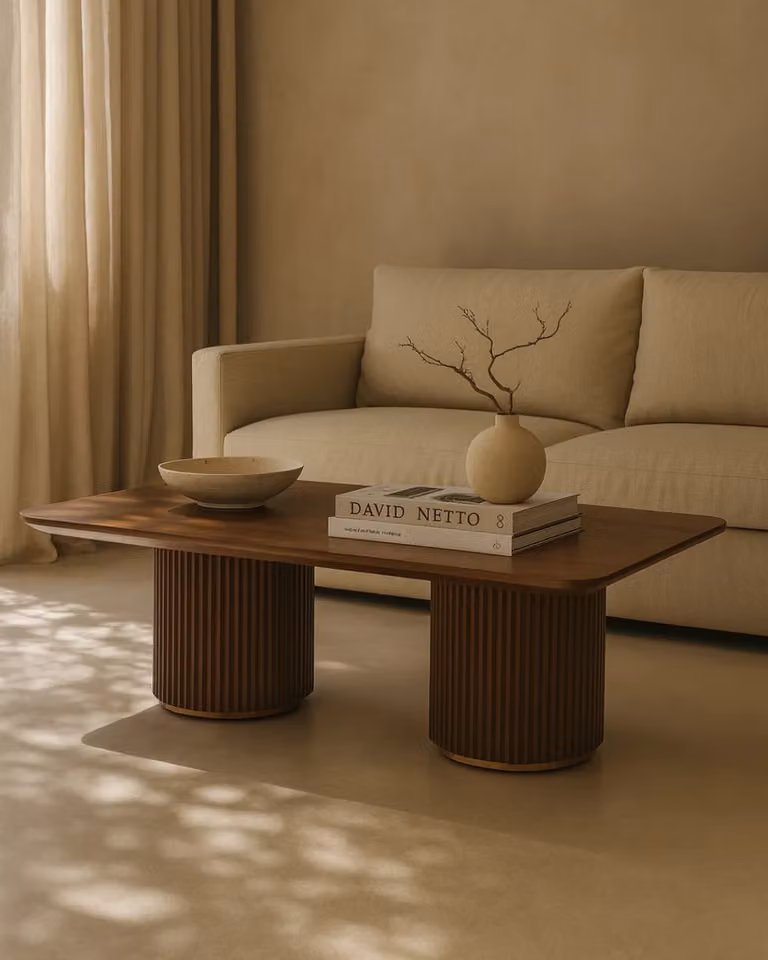 Tommy Franks Lantine Double Pedestal Coffee Table in Walnut, W/D/H: 140 x 70 x 36 cm