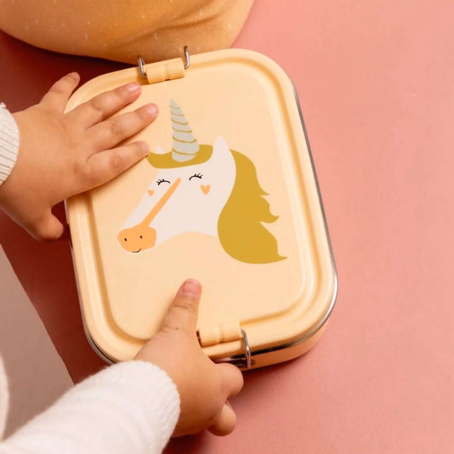 Trixie Mrs. Unicorn Small Lunch Box in Yellow and Multicolour with Stainless Steel and Silicone – 2