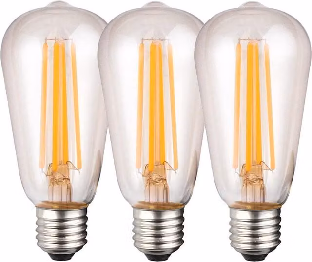 Harper Living ST64 E27 LED Filament Bulb, Warm White, Transparent, Dimmable, Pack of 3
