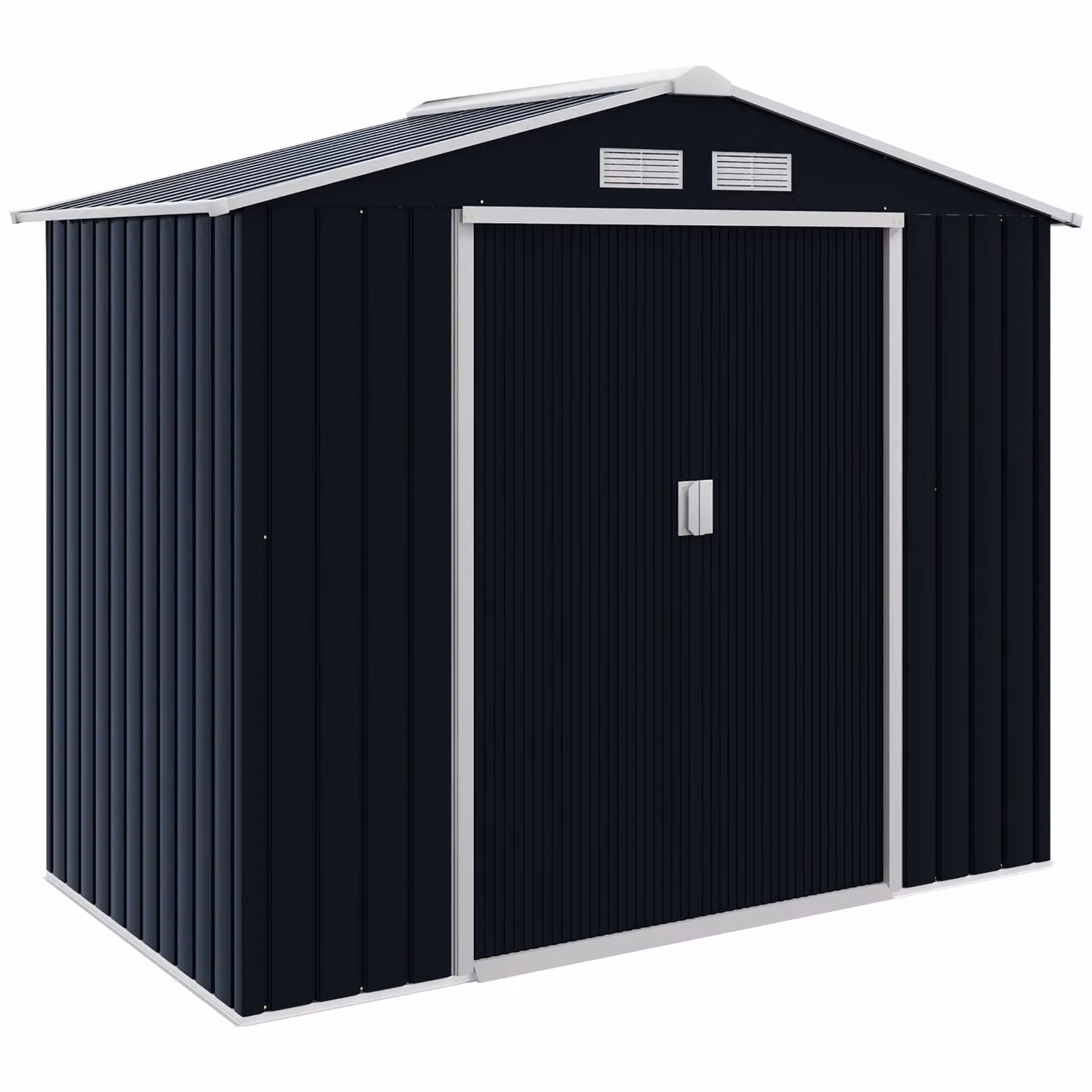 OUTSUNNY Galvanised Steel Garden Shed Storage Unit in Anthracite Grey with Sliding Locking Doors and Side Vent – 2
