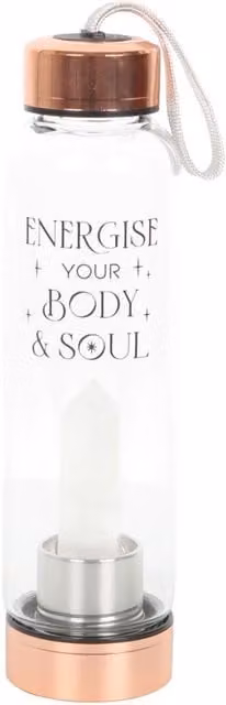 Something Different Body & Soul Quartz Water Bottle in Clear Glass with Stainless Steel and Carry Handle, 532 ml