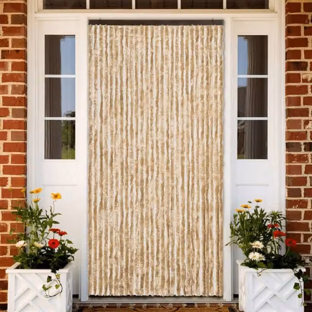 Berkfield Home Beige Chenille Insect Curtain, W/H: 118 x 220 cm – 1