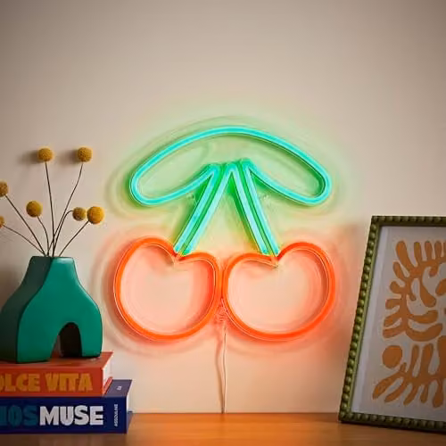 ValueLights Neon Cherries Style Wall Light in Red, Green and White – 2