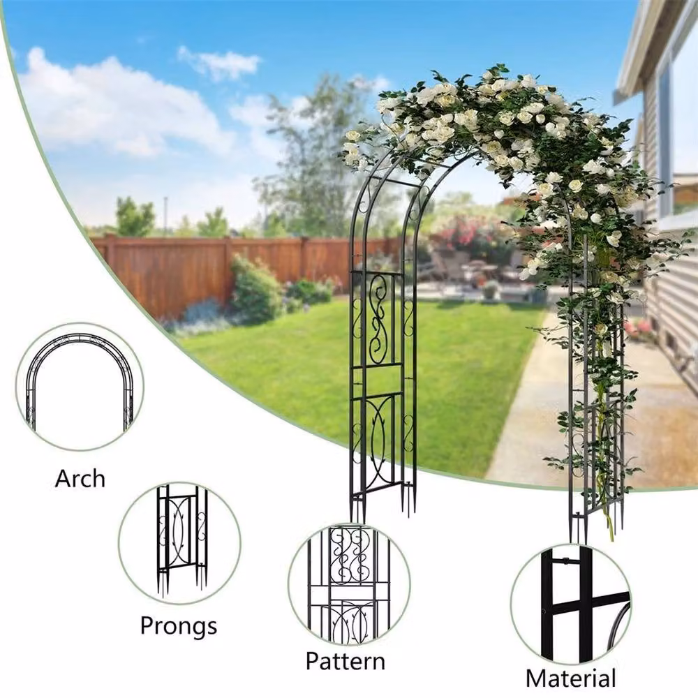 Hinsinc Heavy Duty Metal Garden Arbor and Climbing Frame Stand in Black – 6