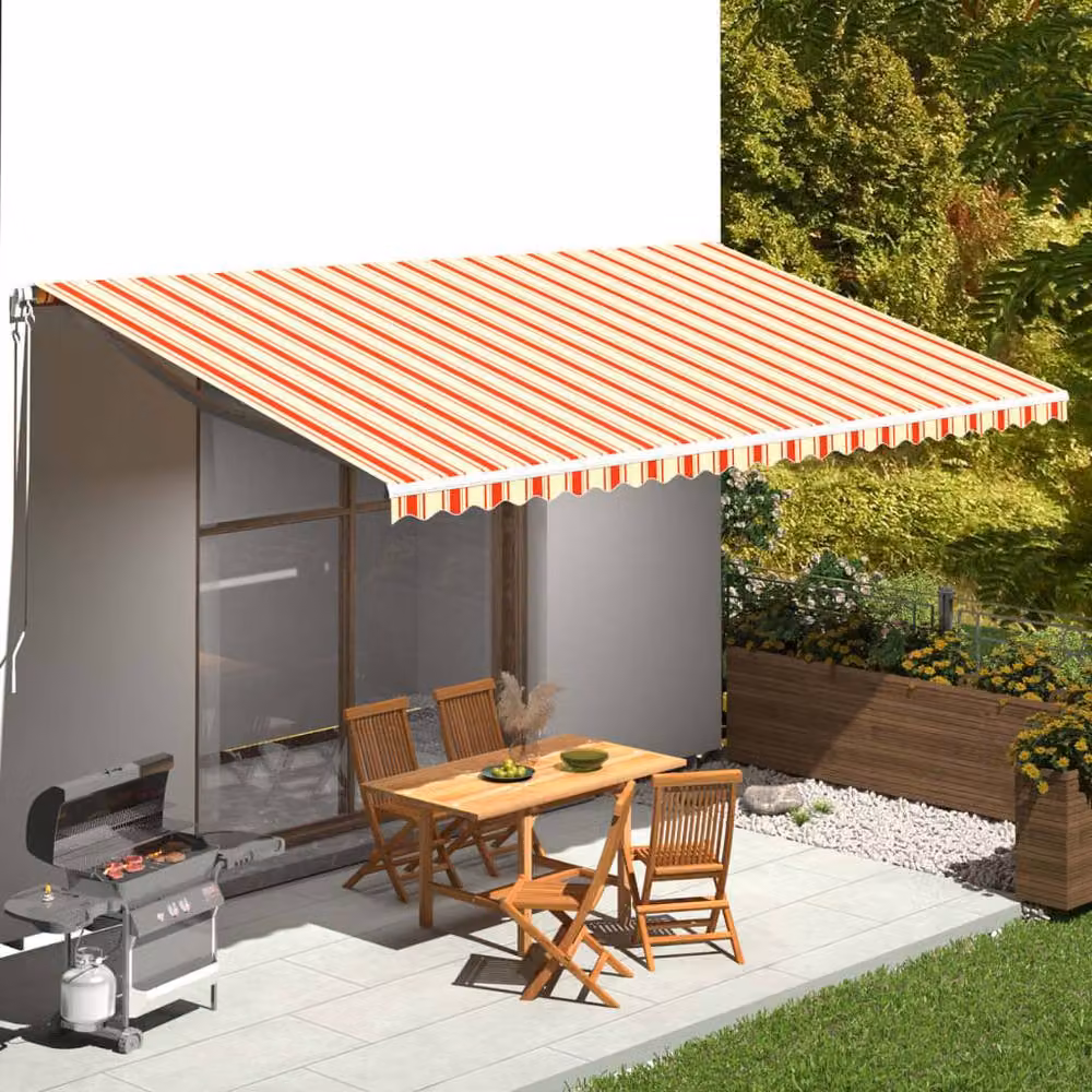 Berkfield Home Replacement Awning Fabric in Yellow and Orange Polyester, W: 6 m, D: 3.5 m – 2
