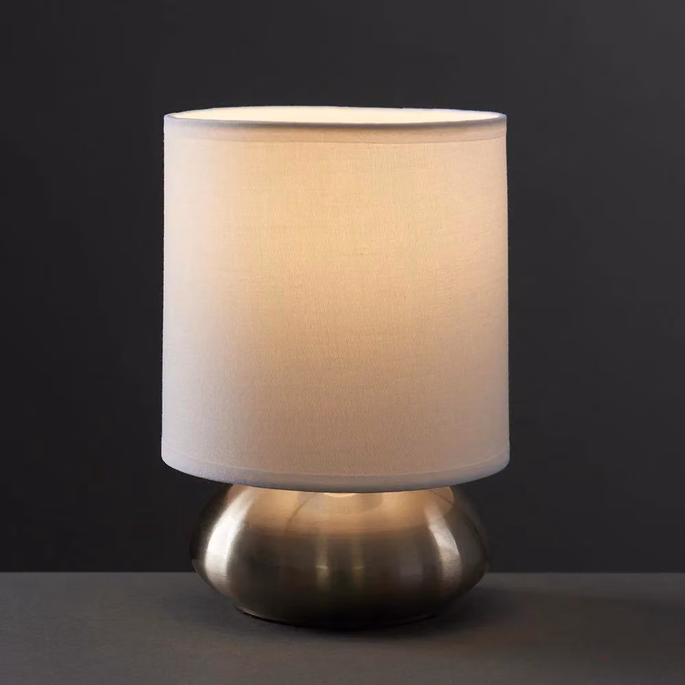ValueLights Chrome Touch Dimmable Table Lamp with White Fabric Shade – 2