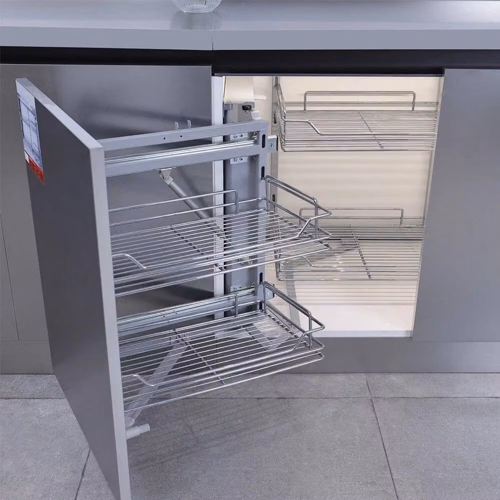 FORGEVIO Pull Out Kitchen Magic Corner Baskets in Silver, 0.6m2 – 2