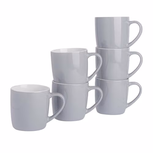 Argon Tableware Grey Stoneware Coffee Mugs, 350ml, Pack of 6 – 1