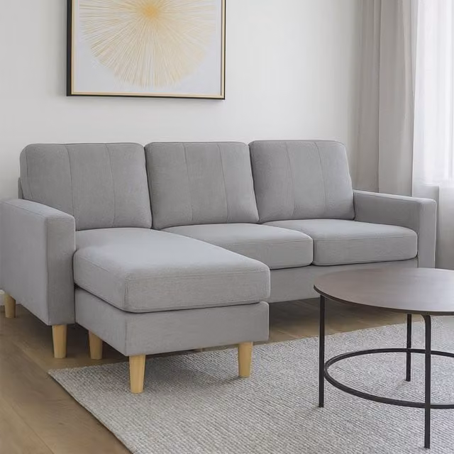 Aspire Pad Compact 3 Seater L-Shape Sofa with Reversible Chaise in Grey
