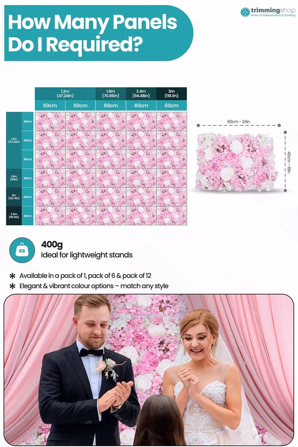 Neel Blue Pink Artificial Floral Wall Panel Decorative Wedding Photography Backdrop – 1