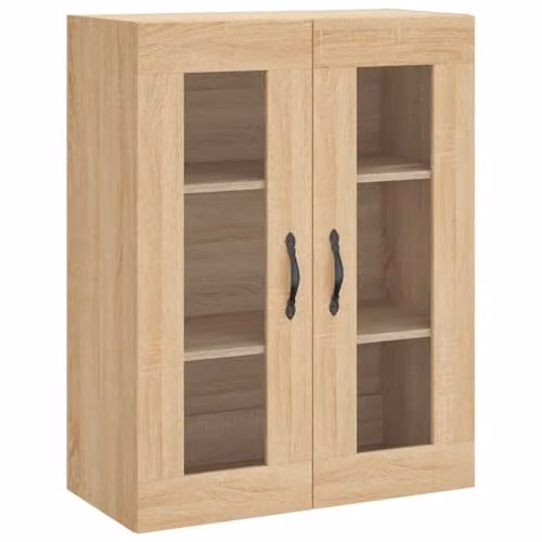 vidaXL Wall Mounted Storage Cabinet in Sonoma Oak with Hinged Doors for Living Room or Home Office