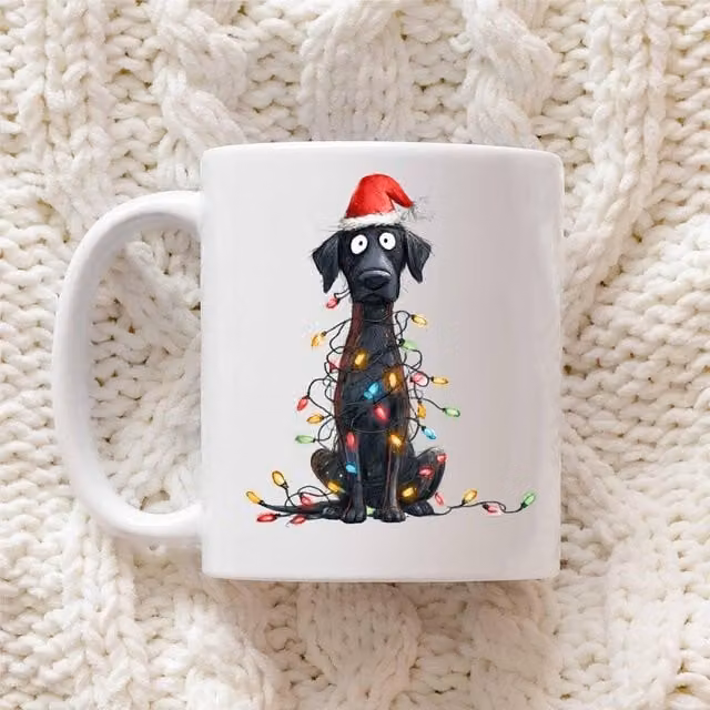 60 Second Makeover Labrador Christmas Lights Ceramic Mug in White – 1
