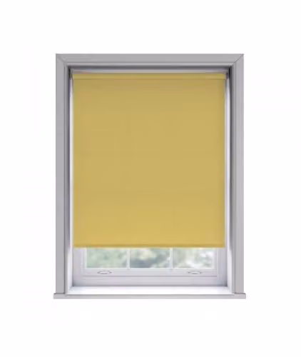 New Edge Blinds Ochre Thermal Blackout Roller Blind, Adhesive No Drill, W: 115 cm, H: 170 cm