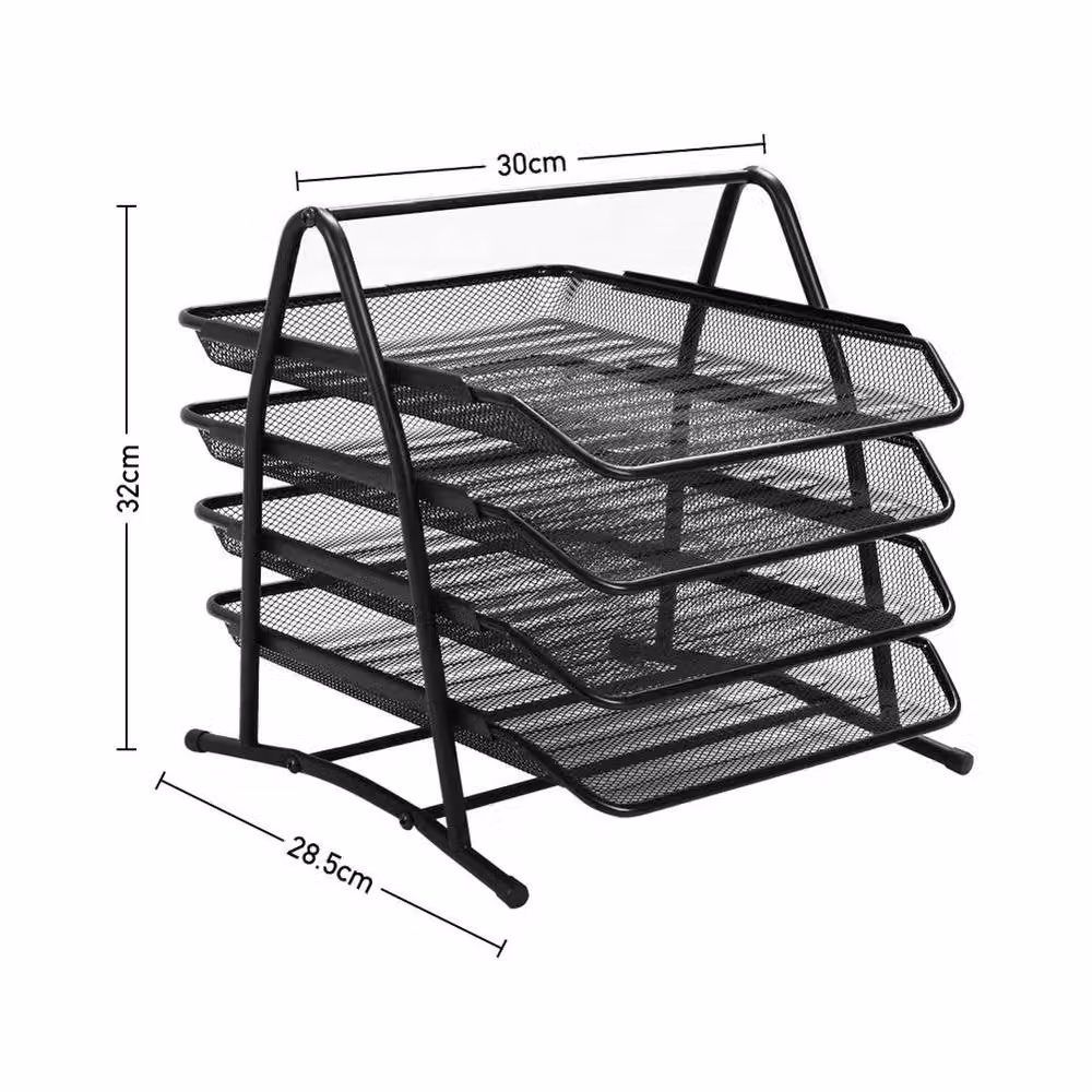 Kelvenix 4-Tier Metal Office Filing Tray Holder in Black – 2