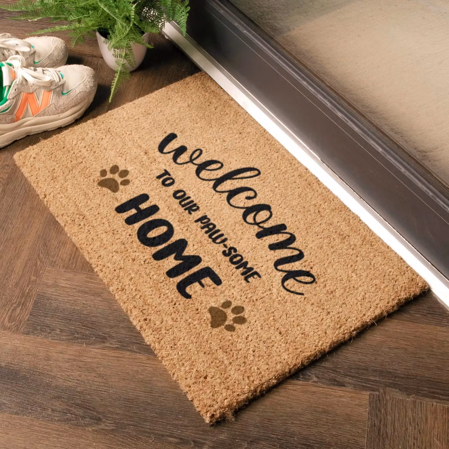 Artsy Mats Welcome To Our Paw-Some Home Doormat, Brown, W: 60 cm, D: 40 cm – 2