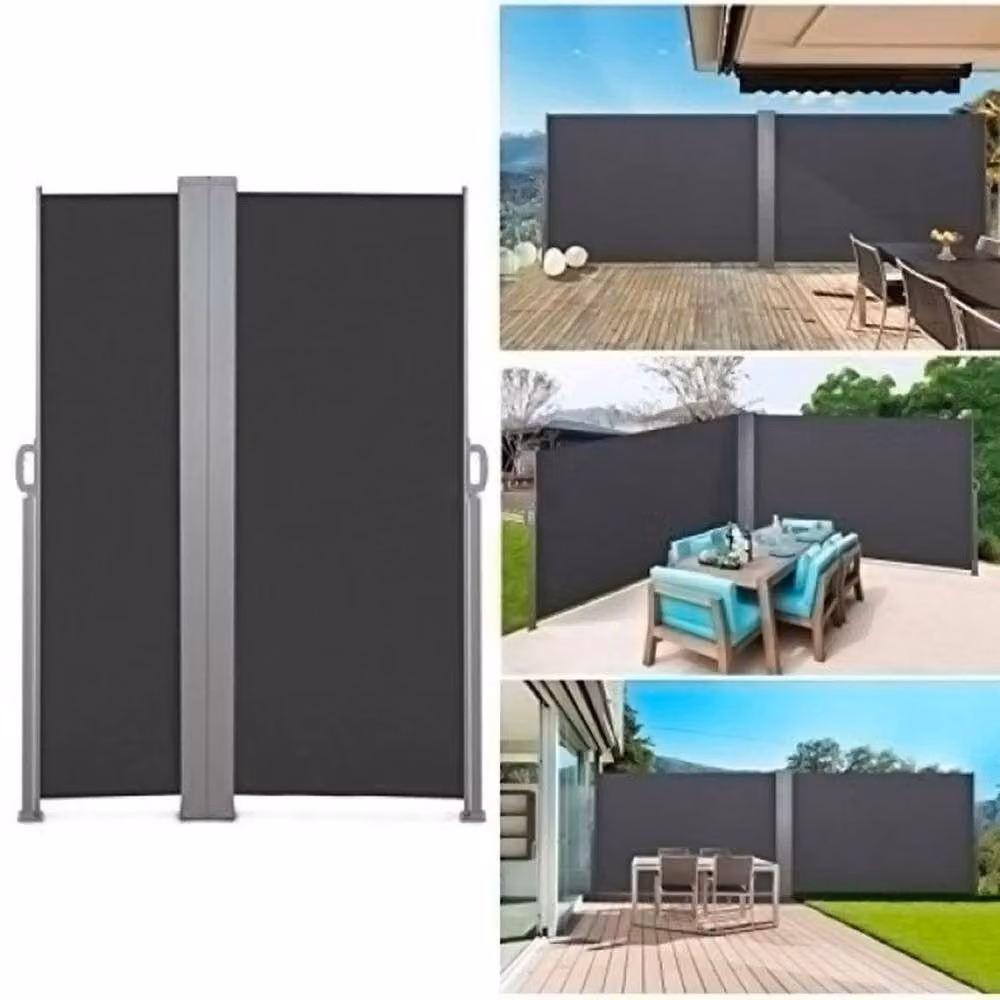 SPETLEK Double Side Retractable Side Awning in Black, W: 8 m, H: 1.6 m – 3