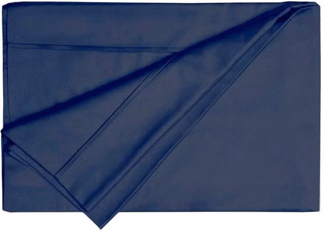 Belledorm Egyptian Cotton 200 Thread Count Percale Flat Sheet in Blue, W/D/H: 140 x 200 cm