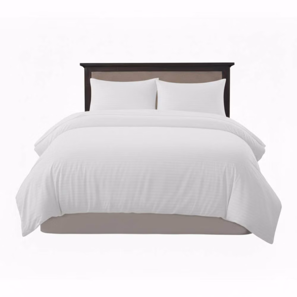 Snug City White Embossed Stripe Microfibre Duvet Cover and Pillowcase Set, Super King, 200 x 200 cm – 2