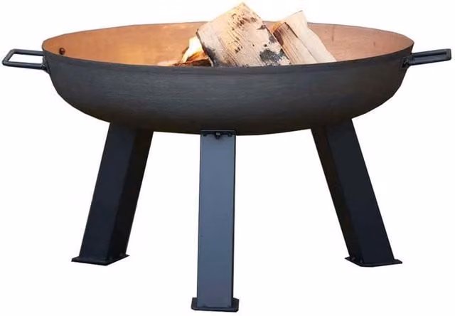 Woodlodge Glastonbury Black Cast Iron Fire Bowl, Height: 17 cm