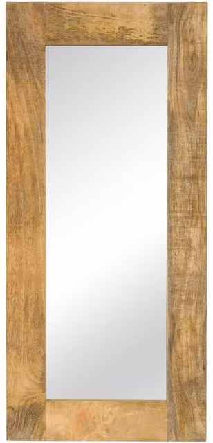 Berkfield Home Retro Rectangular Solid Mango Wood Wall Mirror, Brown, W: 50 cm, H: 110 cm