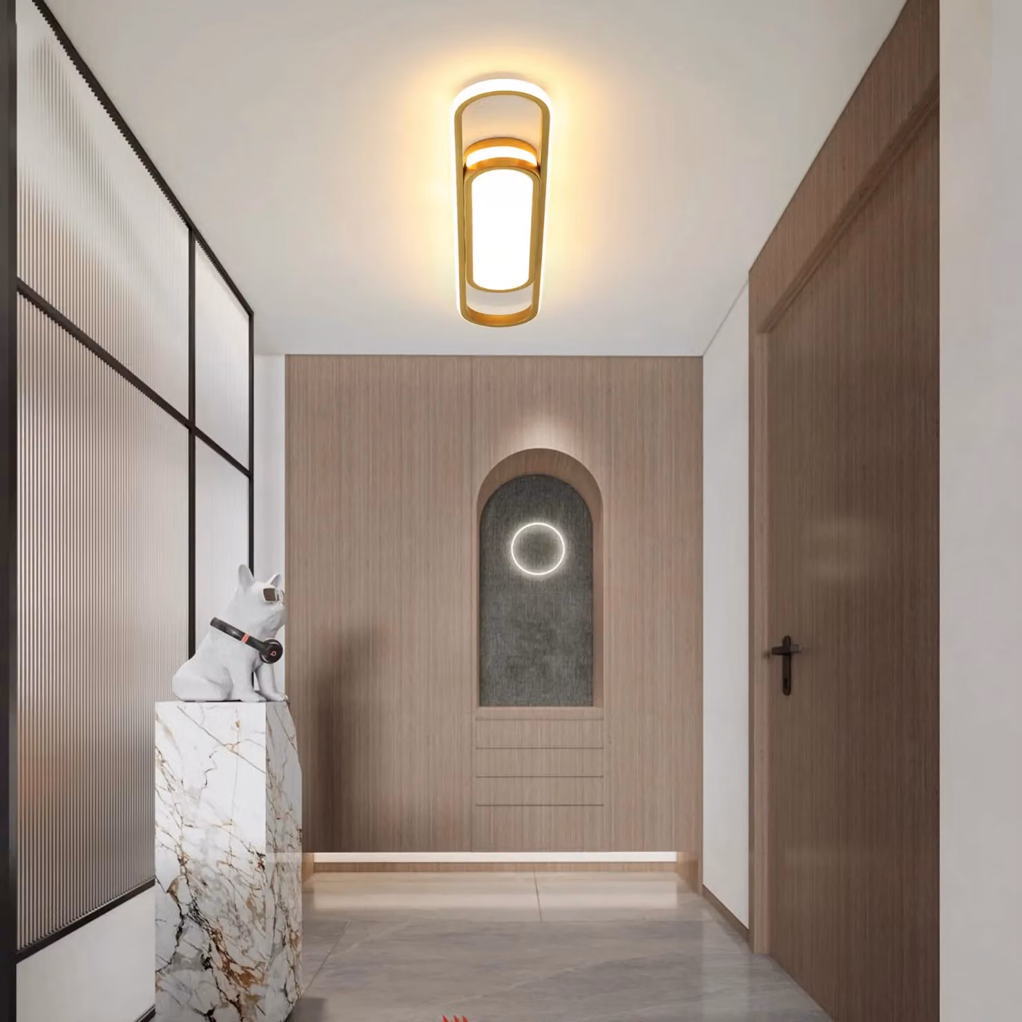 Garwarm Modern Dimmable Linear Gold LED Ceiling Light with Remote Control – 2