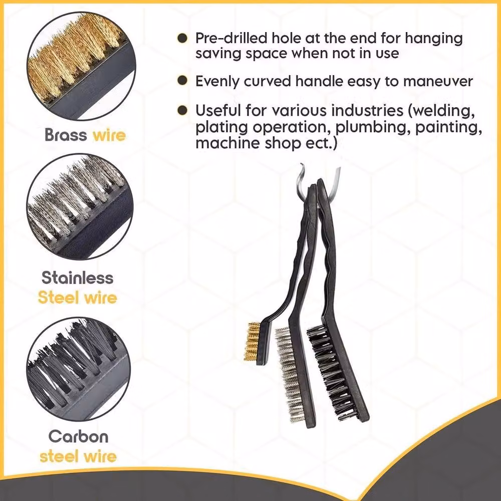 PAWNORA 3 Piece Black Wire Hand Brush Set – 2