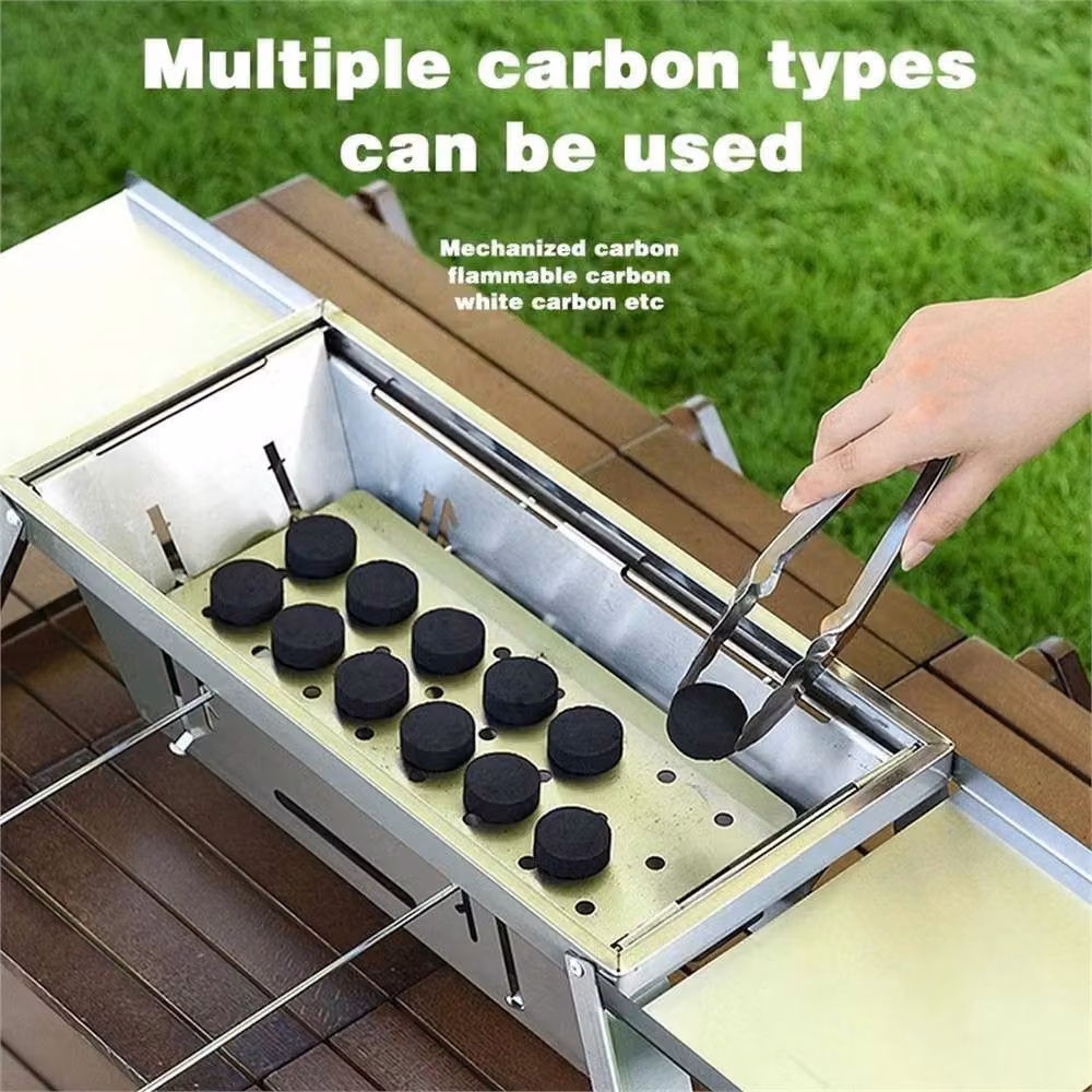 Nordara Portable Folding Stainless Steel Charcoal BBQ Grill in Silver, W/D/H: 35.0 x 21.0 x 17.5 cm – 5