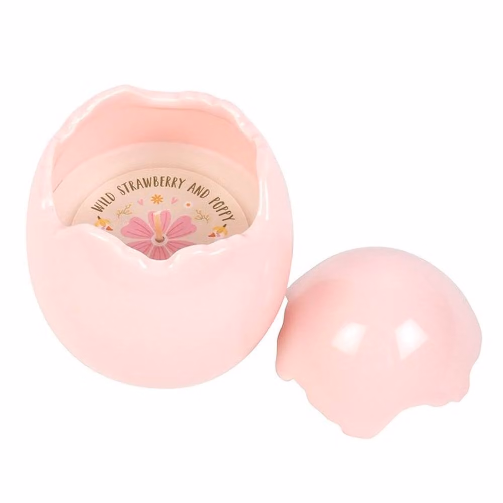 Uniqueful Wild Strawberry and Poppy Egg Shaped Candle in Pink – 2