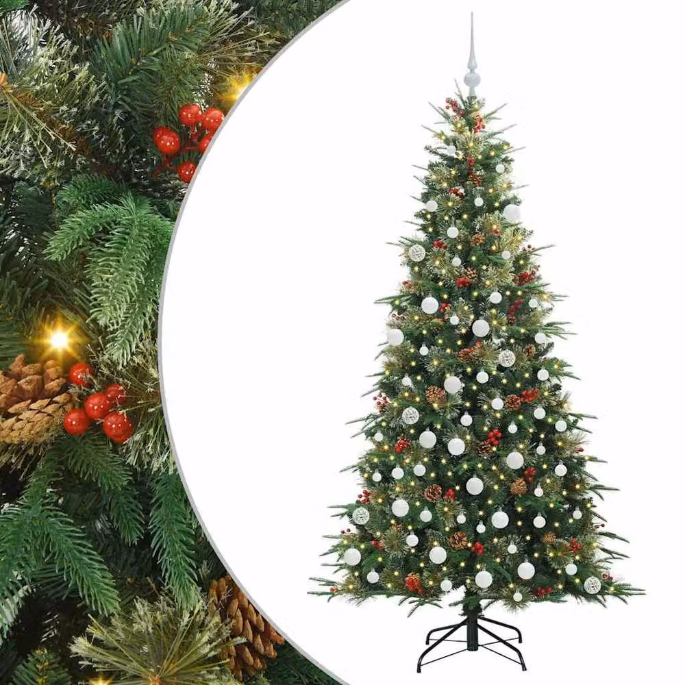 Berkfield Home Artificial Hinged Christmas Tree in Green, Height: 180 cm – 2