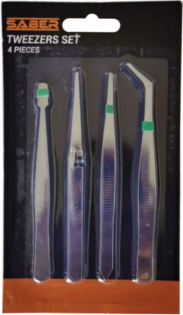 Saber Stainless Steel Tweezers Set in Black