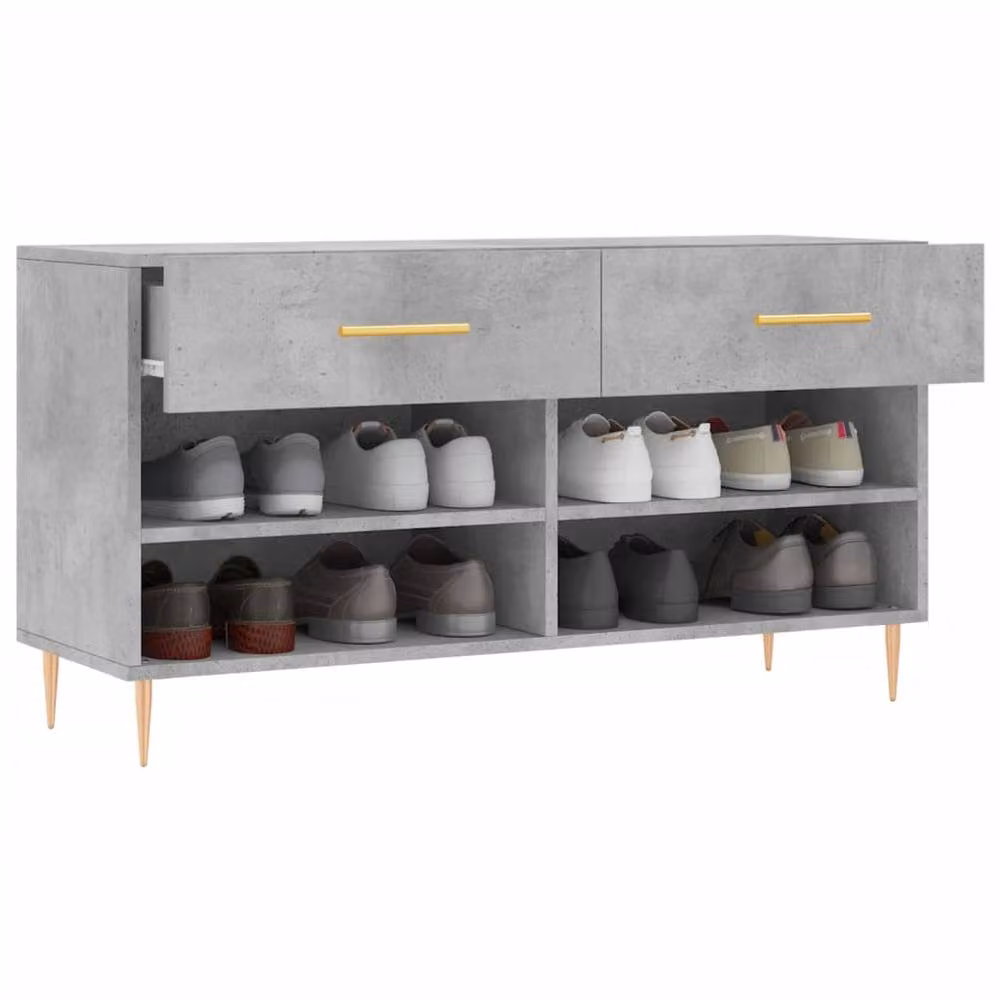 Berkfield Home Industrial Shoe Bench in Concrete Grey, W/D/H: 102 x 35 x 55 cm – 3